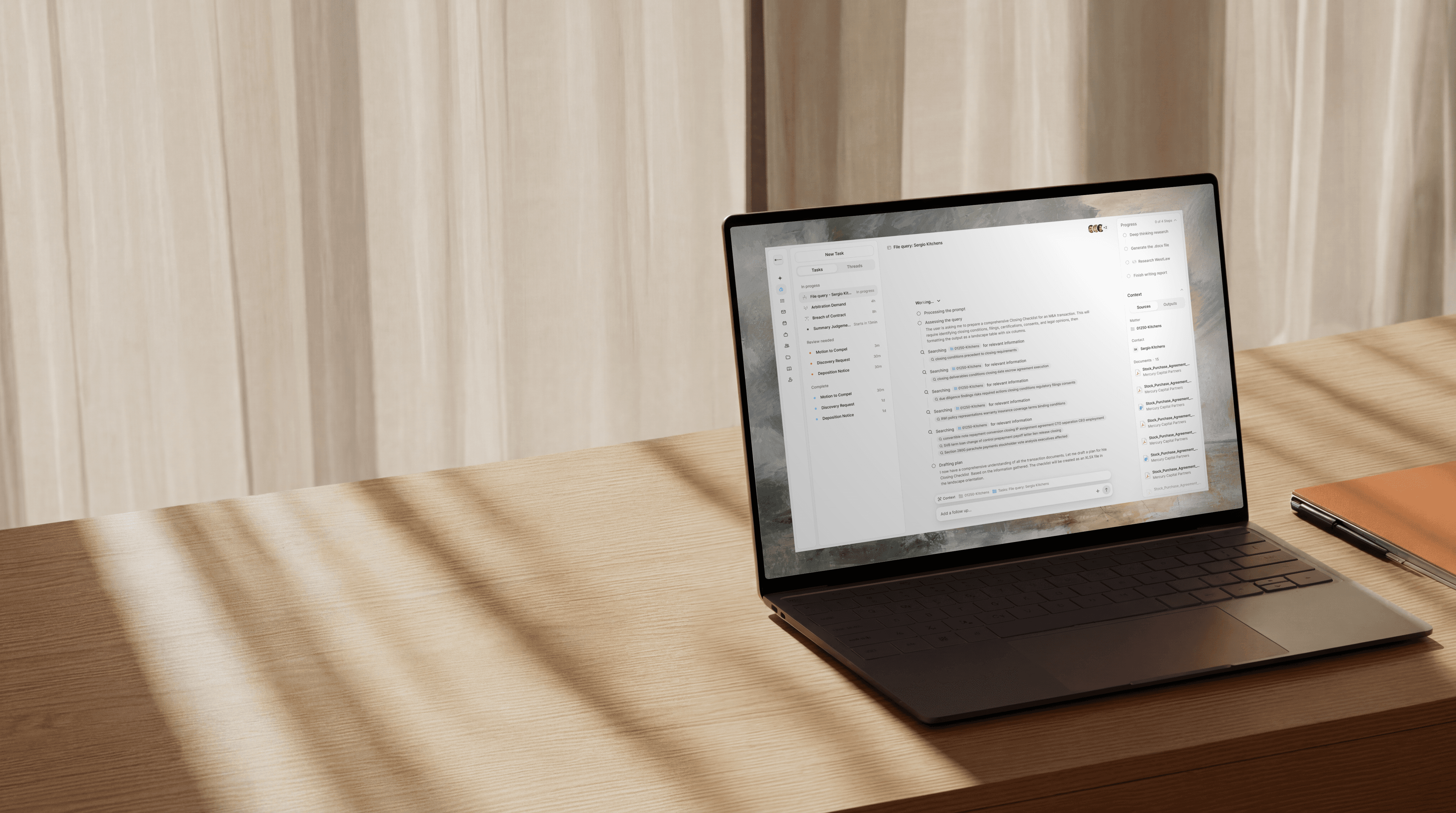 Laptop displaying Lexi OS on a conference table.